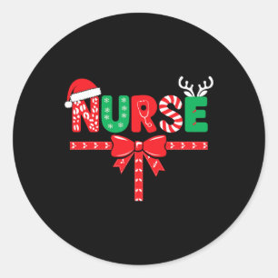 Pegatina Redonda Navidades De Enfermeras De Xmas Rn Lpn Cna