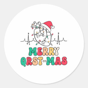 Pegatina Redonda Navidades De Enfermería De Cardiología Ecg Anatomí
