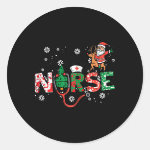Pegatina Redonda Navidades de enfermería Santa Cute Xmas Invernal S