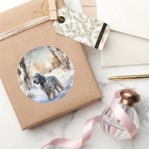 Pegatina Redonda Navidades de English Setter Let It Snow