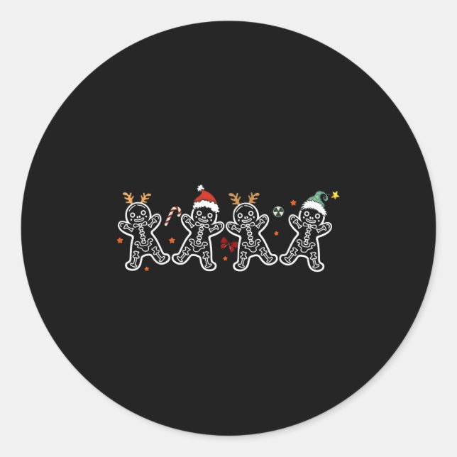 Pegatina Redonda Navidades de esqueleto de Gingerbread Radiology Sh (Anverso)