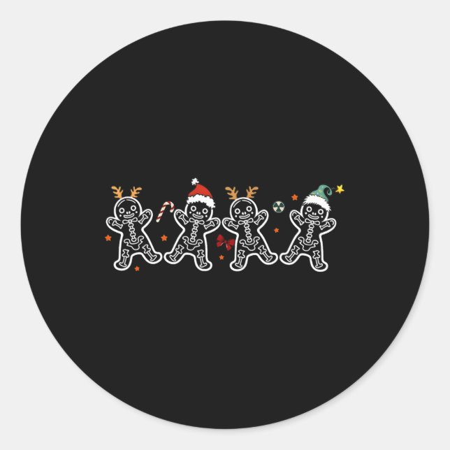 Pegatina Redonda Navidades de esqueleto de Gingerbread Radiology Sh (Anverso)