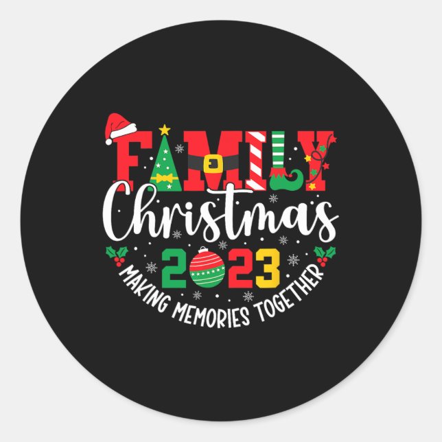 Pegatina Redonda Navidades de familia 2023 Competición con Squad Sa (Anverso)