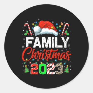 Pegatina Redonda navidades de familia 2023 haciendo juego de escuad