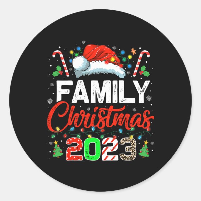 Pegatina Redonda navidades de familia 2023 haciendo juego de escuad (Anverso)