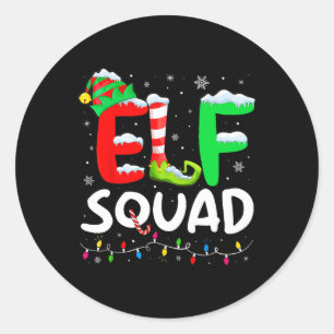 Pegatina Redonda Navidades de familia Elf coincidiendo con pijamas 