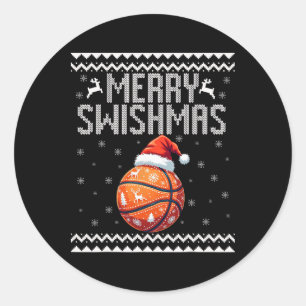 Pegatina Redonda Navidades de Feliz Swishmas dibujan suéter juvenil