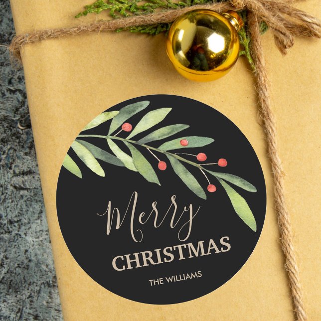 Pegatina Redonda Navidades de feriado de Holly y Berries (Subido por el creador)