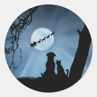 Pegatina Redonda Navidades de festividades para perros y gatos supe