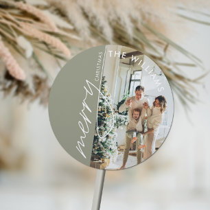 Pegatina Redonda Navidades de fotografía modernos