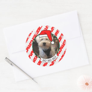 Pegatina Redonda Navidades de fotografía personalizado Santa Hat Ma
