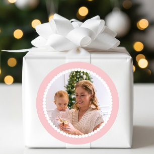 Pegatina Redonda Navidades de fotografía personalizados Snowball Fr