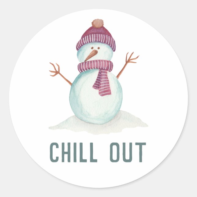 Pegatina Redonda Navidades de Fun Snowman (Anverso)