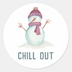 Pegatina Redonda Navidades de Fun Snowman
