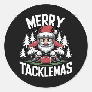 Pegatina Redonda Navidades de Fútbol de Merry Tacklemas navideños