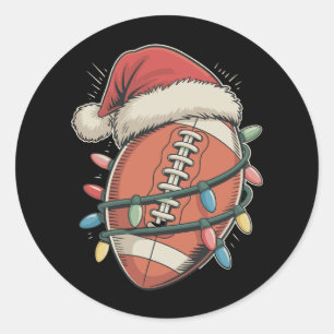 Pegatina Redonda Navidades de fútbol de Santa Hat
