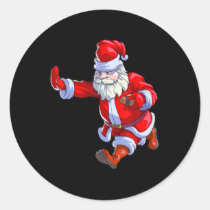 Pegatina Redonda Navidades de fútbol niños hombres fútbol Santa C