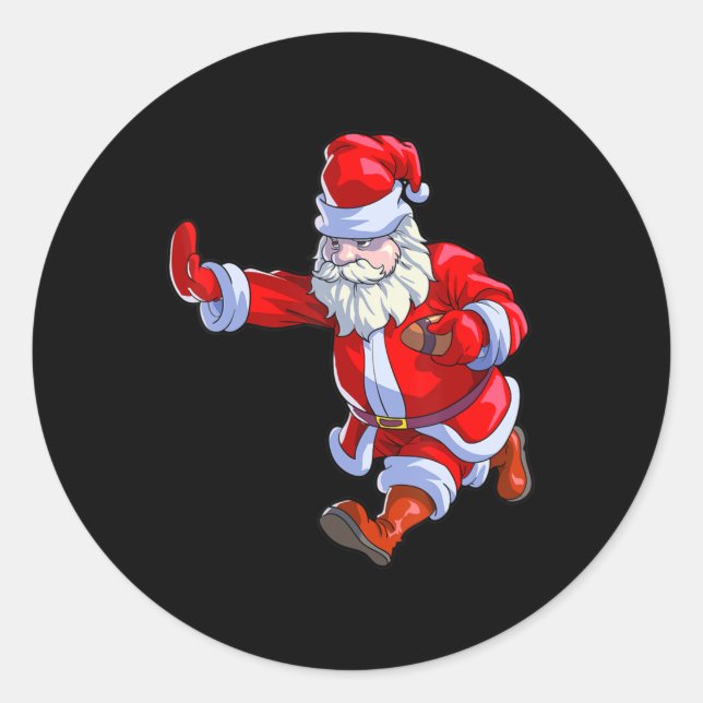 Pegatina Redonda Navidades de fútbol niños hombres fútbol Santa C (Anverso)