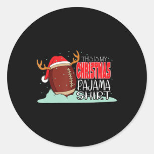 Pegatina Redonda Navidades de fútbol pelota Santa Hat Fun Sport Xma