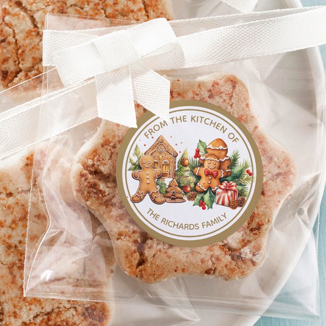 Pegatina Redonda Navidades de galletas de pan de jengibre (Subido por el creador)