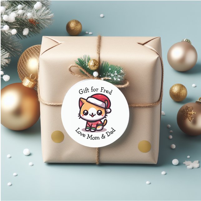 Pegatina Redonda Navidades de gatitos adorables (Beautiful personal stickers)