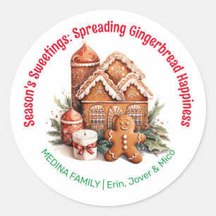 Pegatina Redonda Navidades de Gingerbread en la temporada de Sweeti