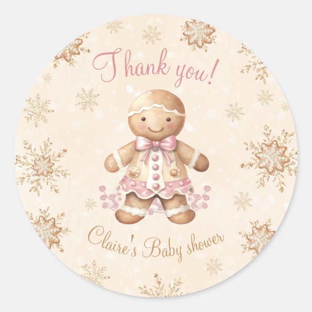Pegatina Redonda Navidades de Gingerbread Little Sweetie Baby Showe (Anverso)