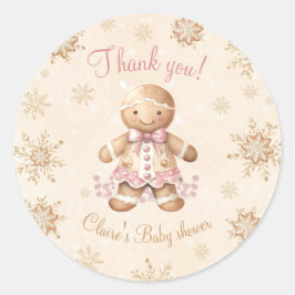 Pegatina Redonda Navidades de Gingerbread Little Sweetie Baby Showe