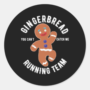 Pegatina Redonda Navidades de Gingerbread Running Team Fun Gingerbr
