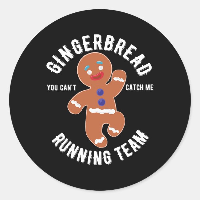 Pegatina Redonda Navidades de Gingerbread Running Team Fun Gingerbr (Anverso)