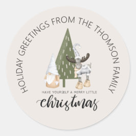 Pegatina Redonda Navidades de gnomo nórdico personalizados