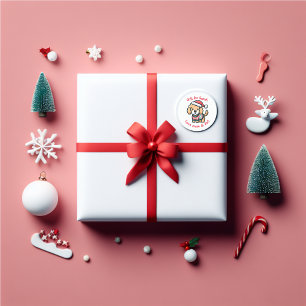 Pegatina Redonda Navidades de Goldendoodle diversión personalizada