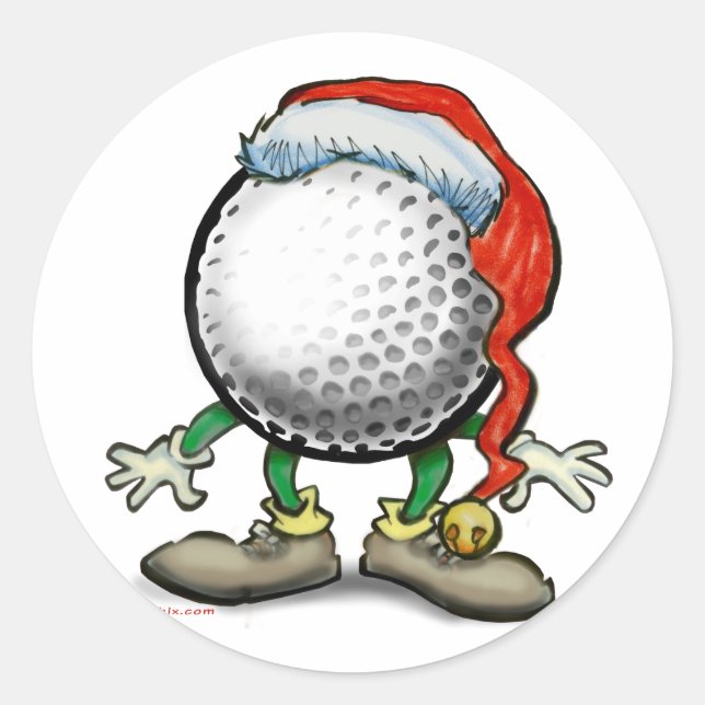 Pegatina Redonda Navidades de golf (Anverso)