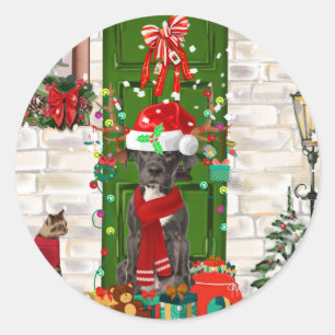Pegatina Redonda Navidades de Great Dane Dog