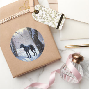 Pegatina Redonda Navidades de Great Dane Let It Snow