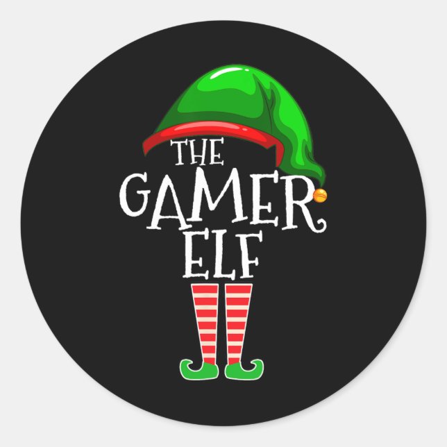Pegatina Redonda Navidades de grupo de coincidencia de familia Elf  (Anverso)