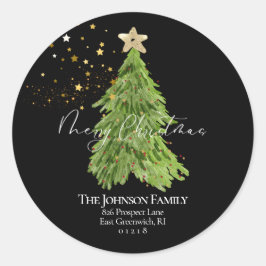 Pegatina Redonda Navidades de guiones espléndidos devuelven etiquet