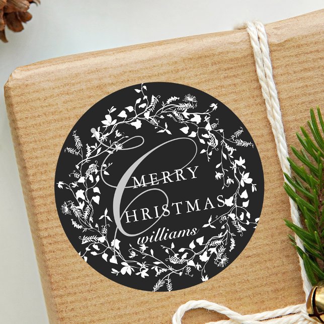 Pegatina Redonda Navidades de guirnaldas de flores silvestres blanc (Subido por el creador)