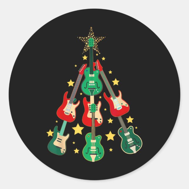 Pegatina Redonda Navidades de Guitarra navideña de Guay Guitar Aman (Anverso)