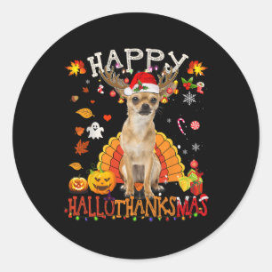 Pegatina Redonda Navidades de Halloween de perros de Chihuahua
