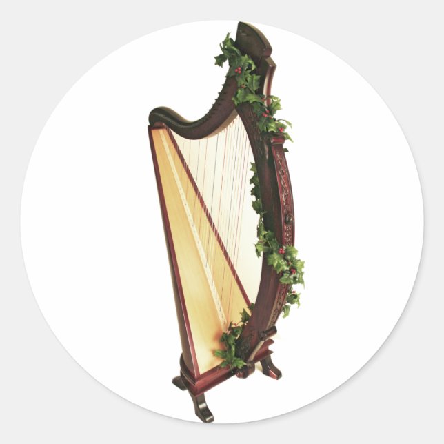 Pegatina Redonda Navidades de Harp Celtic (Anverso)