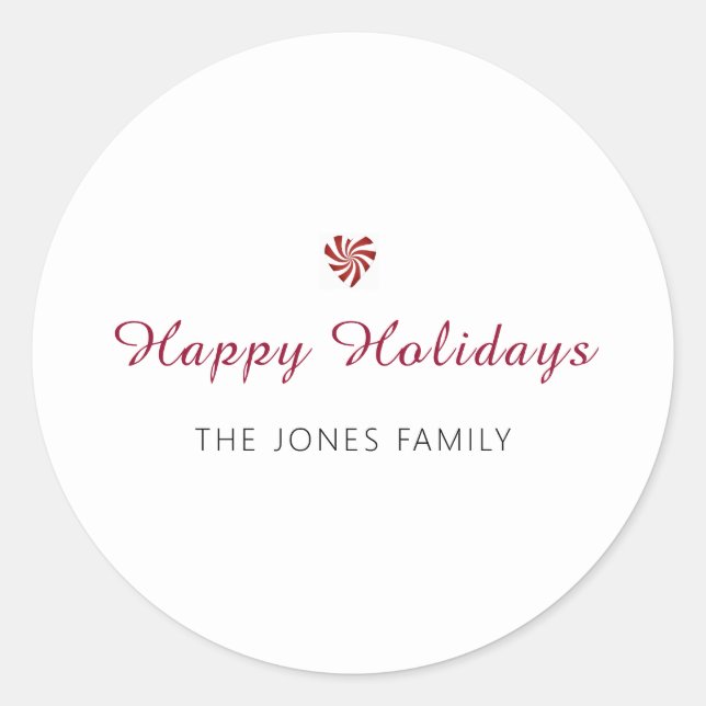 Pegatina Redonda Navidades de Heart Happy Holidays (Anverso)