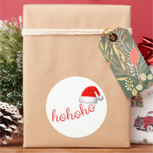 Pegatina Redonda Navidades de HoHo Gorra Red White