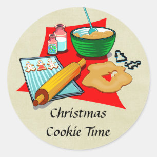 Pegatina Redonda Navidades de Holiday Baking Cookies Ingredientes B