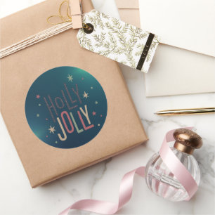 Pegatina Redonda Navidades de Holly Jolly