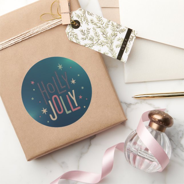 Pegatina Redonda Navidades de Holly Jolly (Regalar)