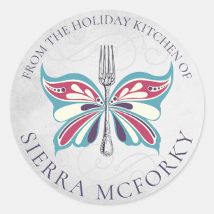 Pegatina Redonda Navidades de horquilla de mariposa hechos en casa 