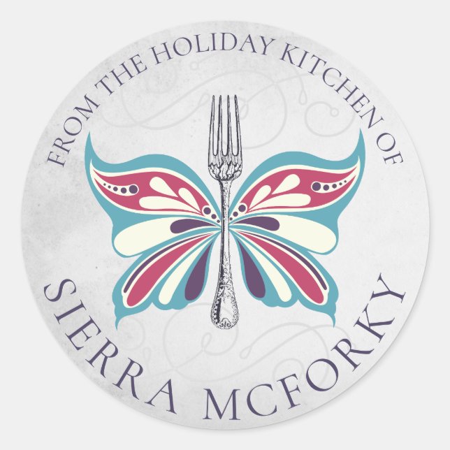 Pegatina Redonda Navidades de horquilla de mariposa hechos en casa  (Anverso)