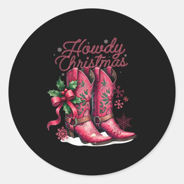 Pegatina Redonda Navidades De Howad Boots Boots Cowgirl Coquette Nk (Anverso)