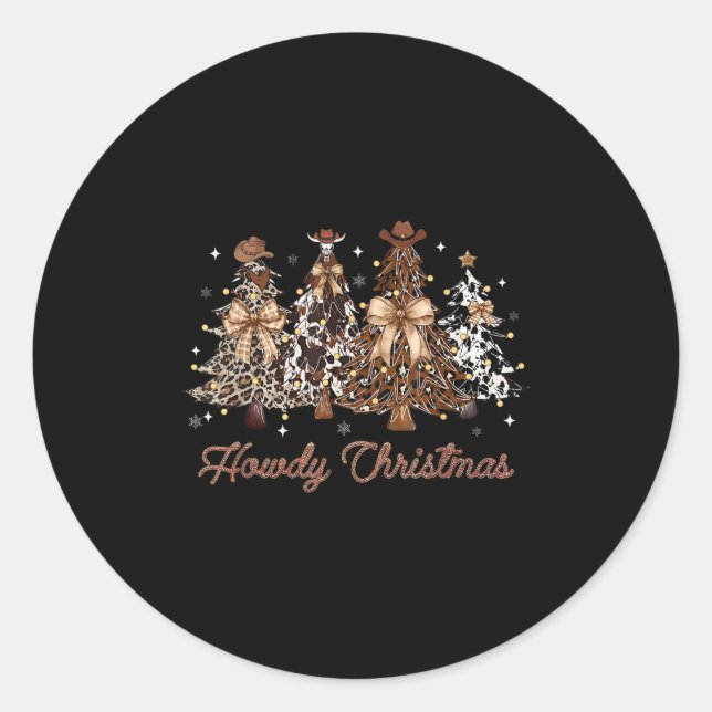 Pegatina Redonda Navidades de Howad Tree Cowboy Western Coquette (Anverso)